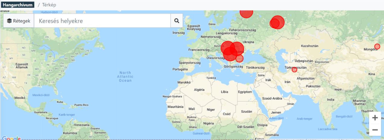 MTA Zenetudományi Intézet Hangarchívum / térképes kereső